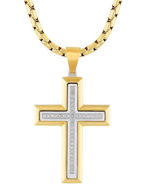Robert Alton 1/5Ctw Diamond Stainless Steel With Finish Cross Pendant - Metallic