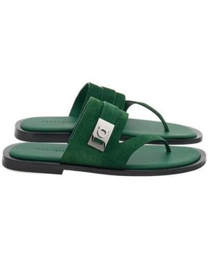 Ferragamo Dickens Suede Thong Sandals - Green