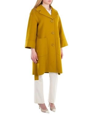 Max Mara Marita Belted Wool Coat - Yellow