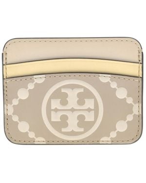 Tory Burch T Monogram Contrast Embossed Card Case - Natural