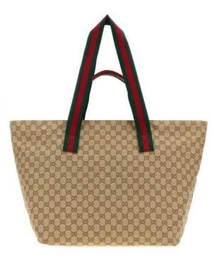 Gucci Gg Fabric Medium Shopping Bag Vintsanddkbrovrv Borse A Mano - Brown