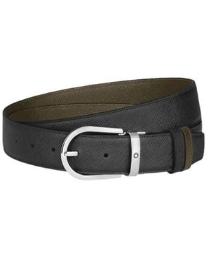 Montblanc Sartorial Leather Horseshoe 35Mm Reversible Belt - Black
