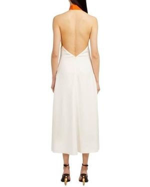 Ferragamo Sunset Print Halterneck Dress, Brand Size 42 Us - Yellow