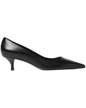 Stuart Weitzman Kitten Leather Court Shoes - Black