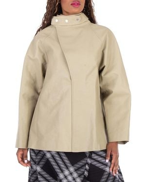 Burberry Puttee Collar Leather Jacket, Brand Size 6 Us - Green