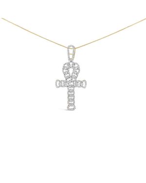 Haus of Brilliance 10K 1.00 Cttw Ankh Cross Pendant (H-I Colour, Si1-Si2 Clarity) -18" Inches - White