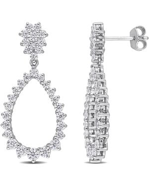 Amour 2 1/5 Ct Dew Created Moissanite Open Teardrop Dangle Earrings - White