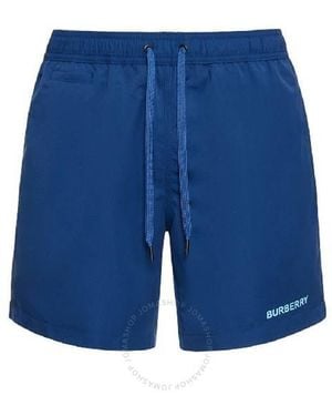 Burberry Drawstring Logo Print Swim Shorts - Blue