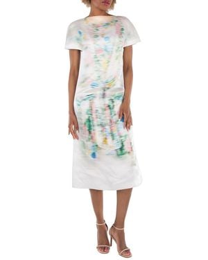Loewe Attern-Printed Short-Sleeved Silk Dress, Brand Size 38 (Us - Blue