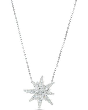Swarovski Edelweiss Pendant Rhodium Plated Necklace - Metallic