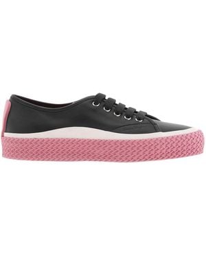 Ferragamo Ferragamo Contrast Sole Leather Trainers - Black