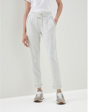 Brunello Cucinelli Light Cotton Blend Trousers - White