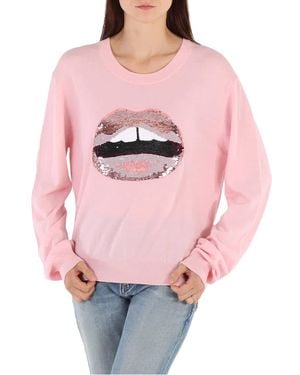 Markus Lupfer Sequin Lips Sweater - Pink