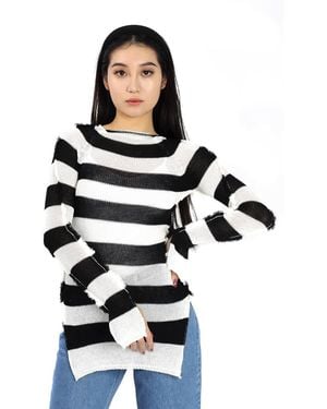 Marni Striped Crepe Cotton Jumper - Black