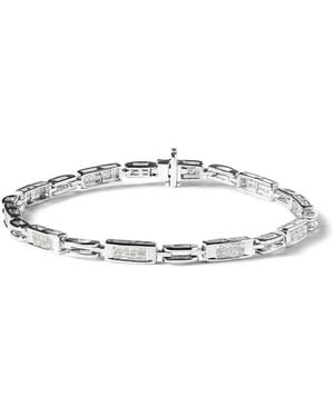 Haus of Brilliance 14K 1.0 Cttw Invisible Set Princess Cut Diamond Alternating Station And Link Tennis Bracelet (I-J Colour, I1-I2 Clarity) - Metallic