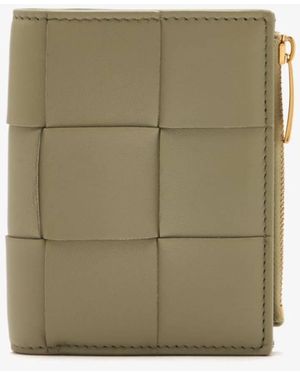 Bottega Veneta Cassette Small Intreccio Bi-Fold Wallet - Green
