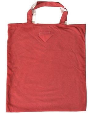 Prada Jersey Fabric Logo Shoulder Shopping Tote Bag And - Red