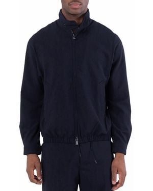 Emporio Armani Nylon Seersucker Blouson Jacket, Brand Size 48 Us - Blue