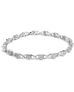Haus of Brilliance 925 Sterling Diamond Accent Heart Link Bracelet (I-J Colour, I3 Clarity) - Metallic