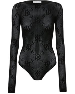Victoria Beckham Long-Sleeve Backless Bodysuit - Black