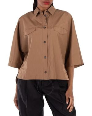 Max Mara Paprica Washed Cotton Shirt, Brand Size 44 Us - Brown