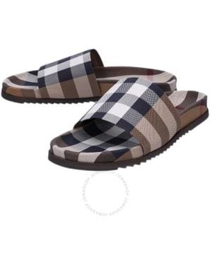 Burberry Birch Check Meloy Slides - Black