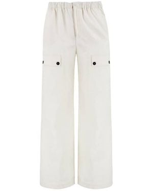 Ferragamo Drawstring Linen Trouser, Brand Size 46 (Us - White