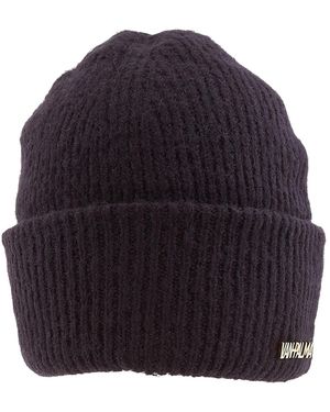Van Palma Gaston Wool Beanie W 14K- Plated Brass Logo - Blue