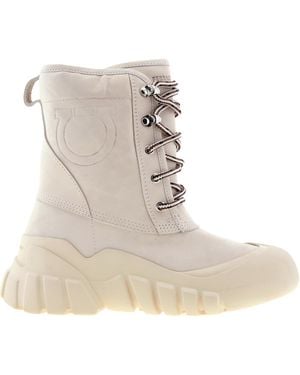 Ferragamo Duna Chunky Sole Boots - Natural