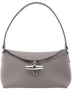 Longchamp Turtledove Roseau S Leather Hobo Bag - Grey