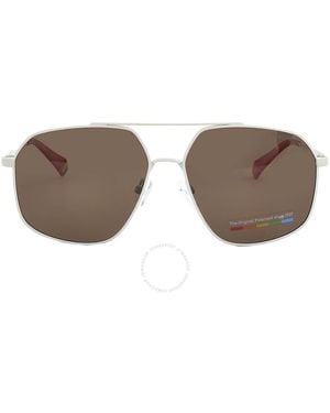 Polaroid Polarized Bronze Pilot Sunglasses Pld 6173/s 010a/sp 58 - Brown