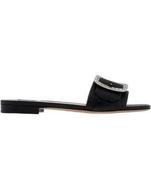 Bally Janna Crystal Buckle Slide Sandals, Brand Size 40 Us - Black