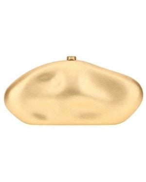 Cult Gaia Nappa Leather Caldera Clutch Brass Borse A Mano - Natural