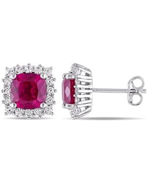 Amour 4 7/8 Ct Tgw Created Ruby And Created Sapphire Stud Earrings - Pink