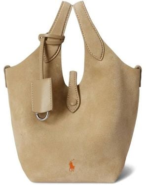Polo Ralph Lauren Small Polo Play Suede Tote Bag - Metallic