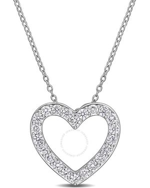 Created Forever 1Ct Tw Lab-Grown Diamond Open Heart Shaped Pendant With Chain - Metallic