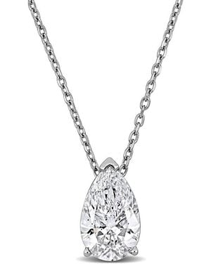 Created Forever 2Ct Tw Pear Shape Lab Grown Diamond Solitaire Pendant With Chain - Metallic