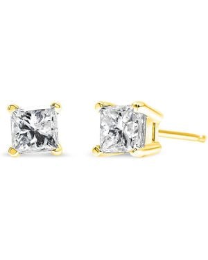 Haus of Brilliance Igi Certified 14K 1/4 Cttw Princess-Cut Diamond Solitaire Stud Earrings - Metallic