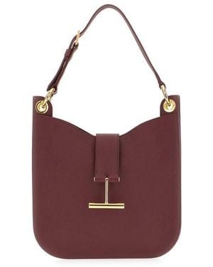 Tom Ford Plum Leather Small Tara Shoulder Bag - Purple