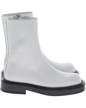 Ferragamo Farah Leather Ankle Boots - Grey