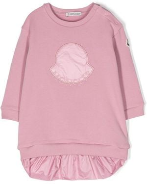 Moncler Enfant Logo-Embroidered Crew-Neck Dress, Size 2A - Pink