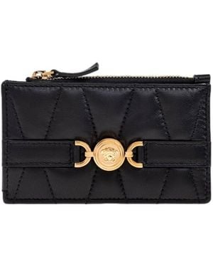 Versace Medusa 95 Quilted Nappa Card Holder - Black