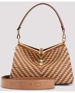 Etro Vela M Rafia Shoulder Bag - Brown