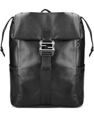 Fendi Flux Calf Leather Backpack - Black