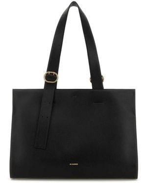 Jil Sander Leather Shopping Bag - Black