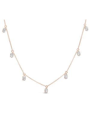 Haus of Brilliance 14K Rose 1 3/8 Cttw Oval Lab Grown Diamond Dangle Station Necklace - Metallic