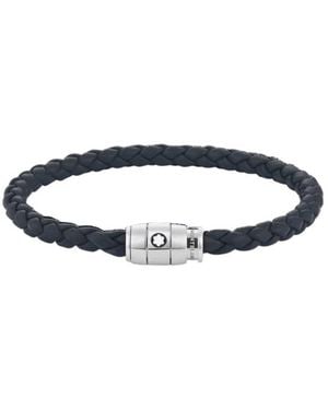 Montblanc Woven Leather Bracelet - Blue