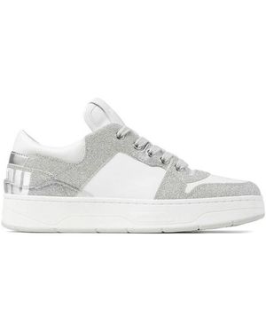 Jimmy Choo Florent/F Low-Top Glitter Trainers, Brand Size 36 Us - White