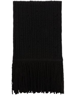 Roberto Cavalli Ribbed Knit Wool Scarf - Black