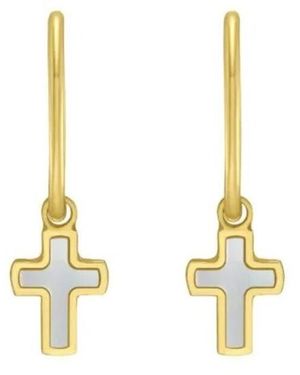 Tresorra 14K Mop Cross Earrings - Metallic
